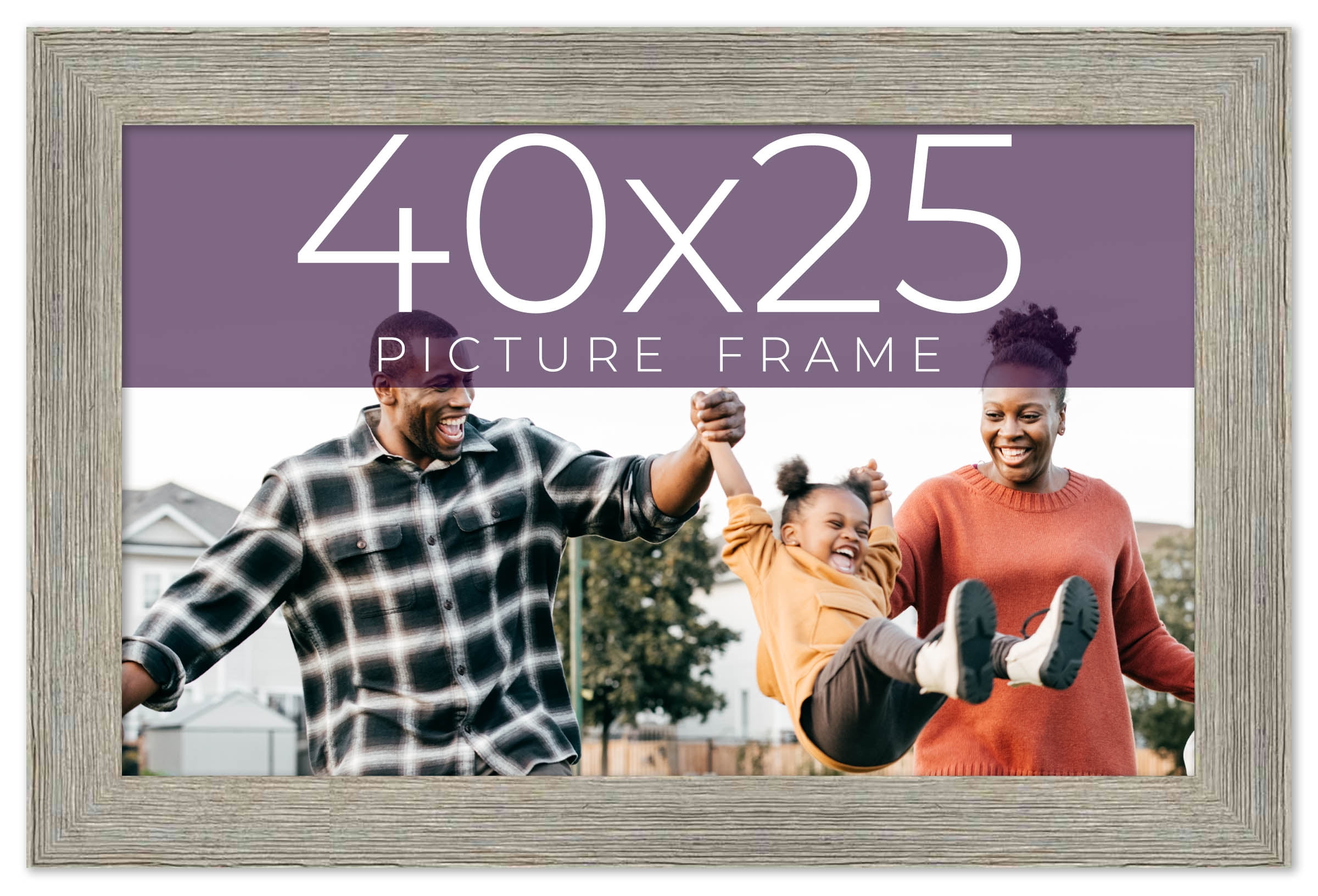 40x25 Frame Grey Real Wood Picture Frame Width 1.5 Inches | Interior ...