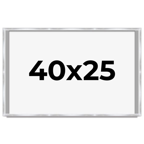 40x25 Frame Silver Whitewashed Wood Grain Solid Wood Shadow Box | 0.75 Inch Moulding Width | 0.75