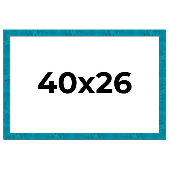 40x26 Frame Blue Teal Burl Wood Picture Frame | 1.75 Inch Moulding Width | Interior Frame Depth 0.5