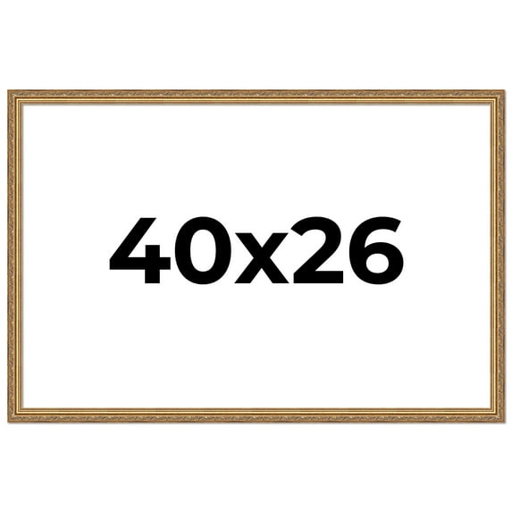 40x26 Frame Gold Solid Wood Picture Frame Width 1.25 Inches | Interior Frame Depth 0.375 Inches |