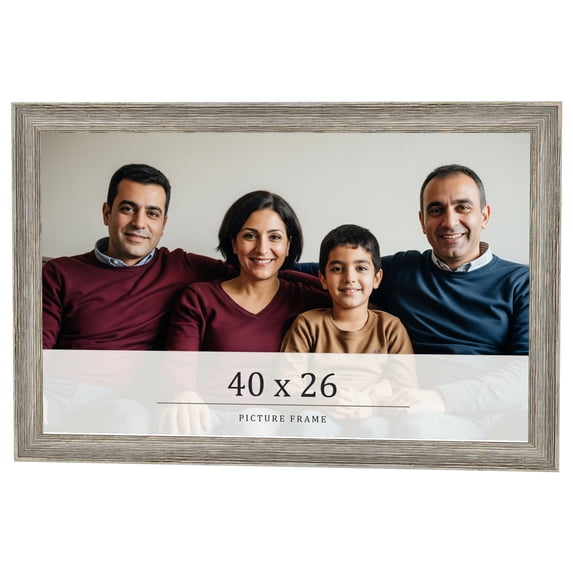 40x26 Frame Grey Solid Wood Picture Frame Width 1 Inches | Interior Frame Depth 0.5 Inches |