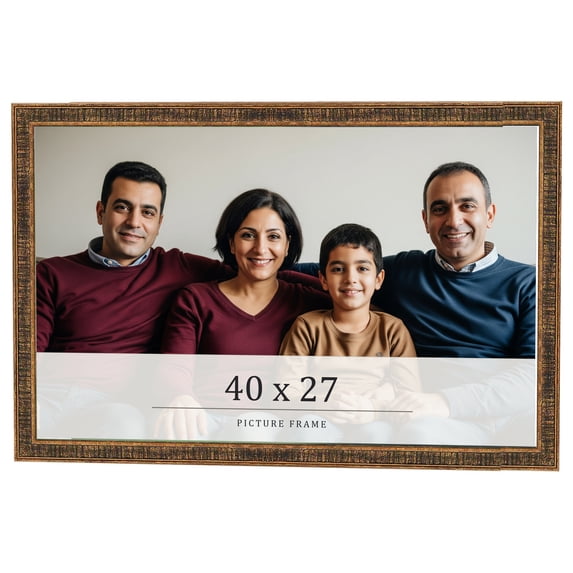 40x27 Frame Gold Kingsley Distressed Solid Wood Picture Frame Width 0.75 Inches | Interior Frame