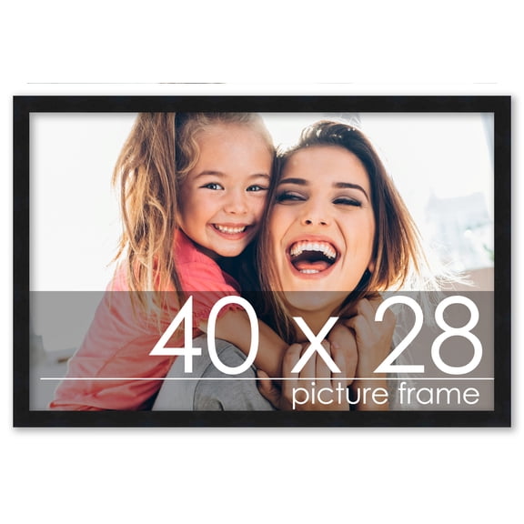 40x28 Black Wood Picture Frame - UV Acrylic, Foam Board Backing, Hanging Hardware