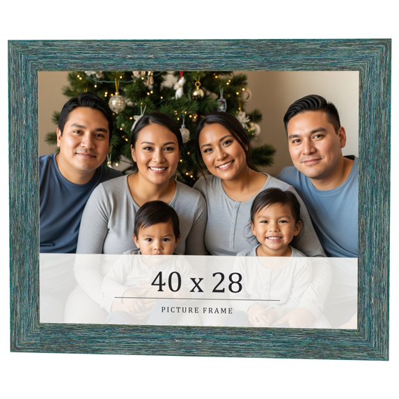 40x28 Frame Blue Rustic Barnwood Solid Wood Picture Frame Width 1.25 Inches | Interior Depth 0.5