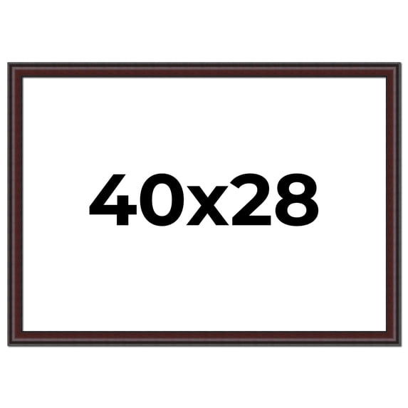 40x28 Frame Brown Round Mahogany Solid Wood Picture Frame | 1.625 Inch Moulding Width | with UV