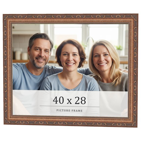 40x28 Frame Gold Solid Wood Picture Frame Width 1.25 Inches | Interior Frame Depth 0.375 Inches |