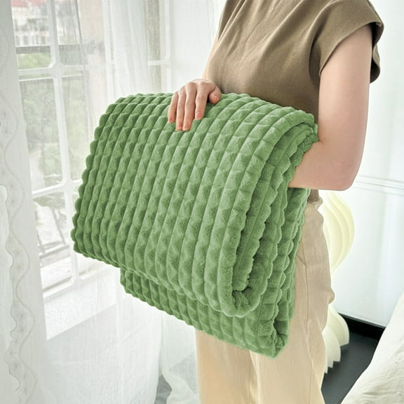 40x28in Fleece Throw Blanket for Couch, Soft Warm Cream Solid Color, Decorative Striped Blanket, Cozy for All Seasons, Ideal Gift