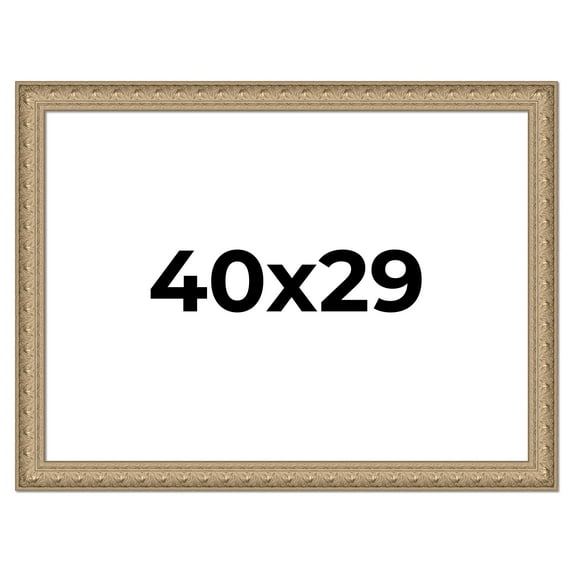 40x29 Frame Ornate Silver Beaded Solid Wood Picture Frame Width 2.5 Inches | Interior Depth 1