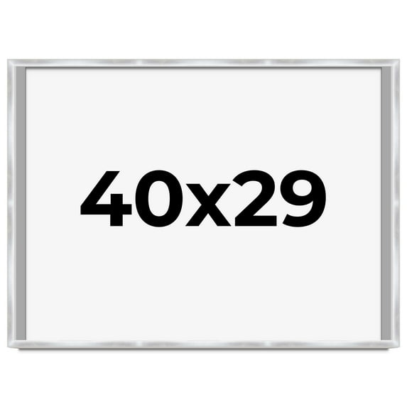 40x29 Frame Silver Whitewashed Wood Grain Solid Wood Shadow Box | 0.75 Inch Moulding Width | 0.75