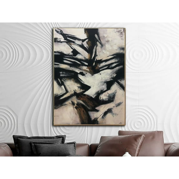 40x30" Abstract Black And White Painting Abstract Wall Art Modern Brown Artwork Original Mountains Painting Mountains Canvas Art Fine Art