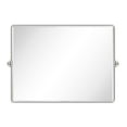 thumbnail image 1 of 40x30'' Farmhouse Brushed Nickel Metal Framed Pivot Rectangle Bathroom Mirror Rounded Rectangular Tilting Beveled Vanity Mirrors, 1 of 8