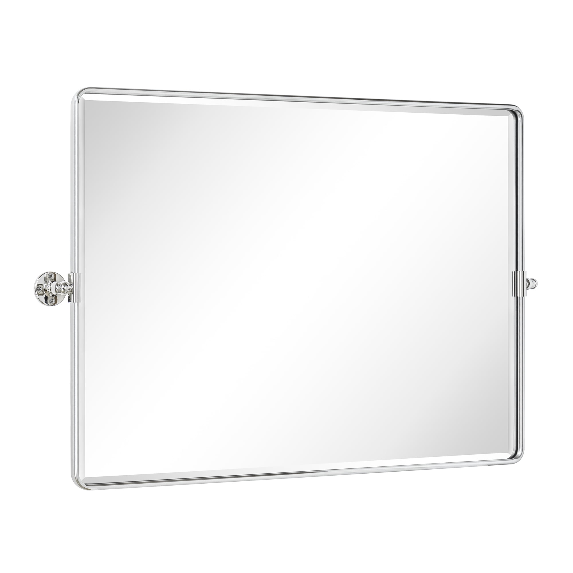 40x30'' Farmhouse Chrome Metal Framed Pivot Rectangle Bathroom Mirror