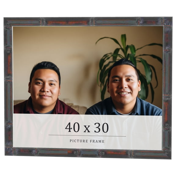 40x30 Frame Brown Bamboo with Dark Coffee/Walnut Finish | Solid Wood Picture Frame Width 0.75