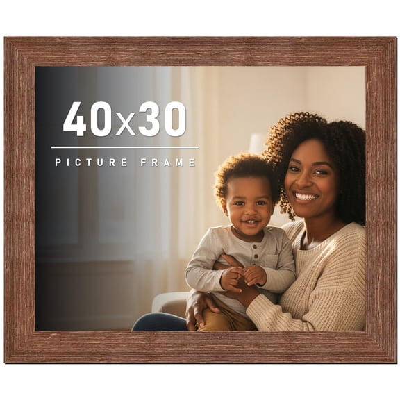 40x30 Frame Brown Distressed Barnwood Picture Frame | Rustic Farmhouse Photo Frame Includes UV