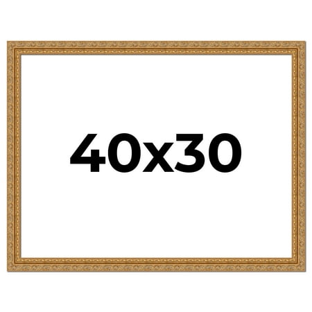 40x30 Frame Gold Ornate Solid Wood Picture Frame | 2 Inch Moulding Width | Firman Traditional Photo