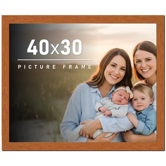 40x30 Frame Honey Pecan Brown Picture Frame - Modern Photo Frame Includes UV Acrylic Shatter Guard