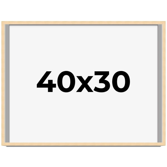 40x30 Frame Natural Wood Picture Frame | 0.75 Inch Moulding Width | with UV Acrylic Plexiglass,