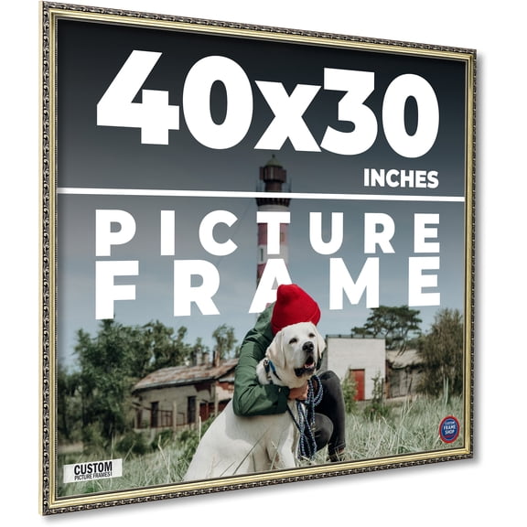 40x30 Frame Silver Solid Wood Picture Frame Width 1.125 Inches | Interior Frame Depth 0.375 Inches