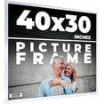 thumbnail image 1 of 40x30 Frame Silver Stainless Steel Solid Wood Picture Frame | 0.75 Inch Moulding Width | Includes, 1 of 8