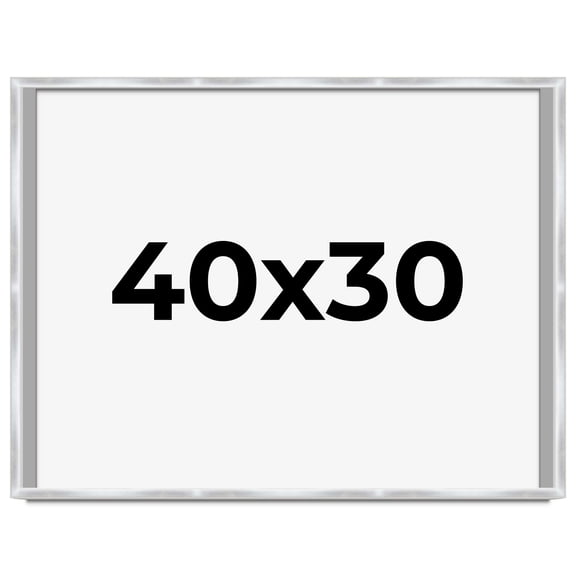40x30 Frame Silver Whitewashed Wood Grain Solid Wood Shadow Box | 0.75 Inch Moulding Width | 0.75
