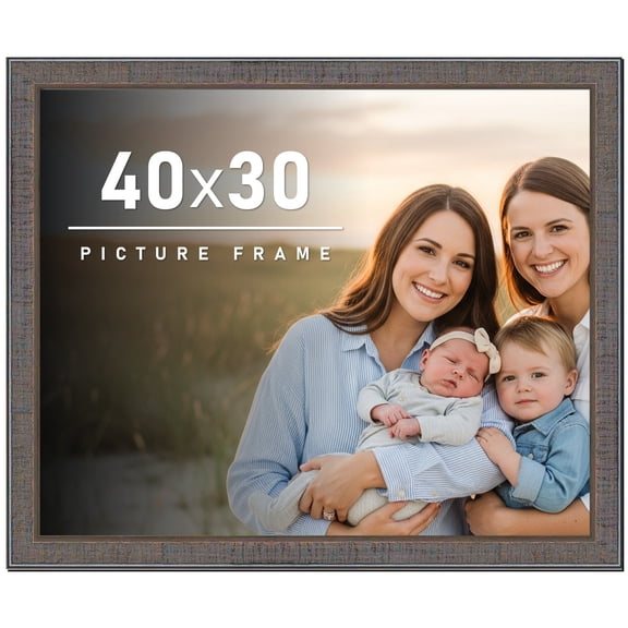 40x30 Frame Slate Blue Distressed Rustic Solid Wood Picture Frame | 0.75 Inch Moulding Width |