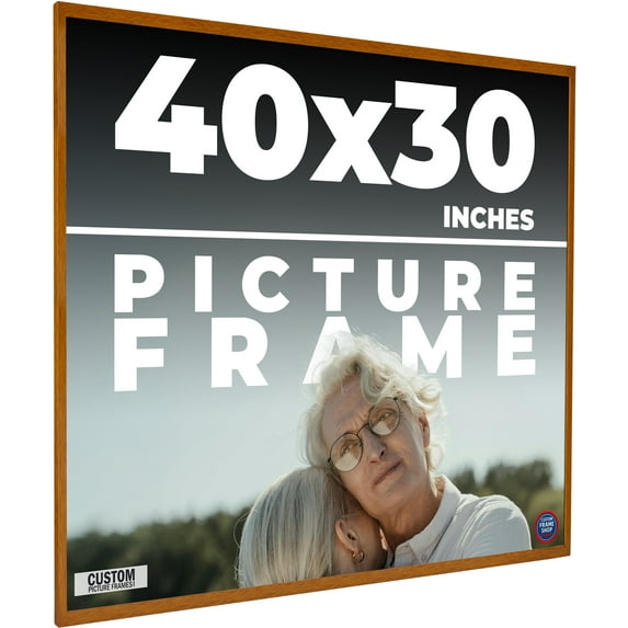 40x30 Honey Brown Real Wood Picture Frame Width 0.75 inches | Interior Frame Depth 0.5 inches |