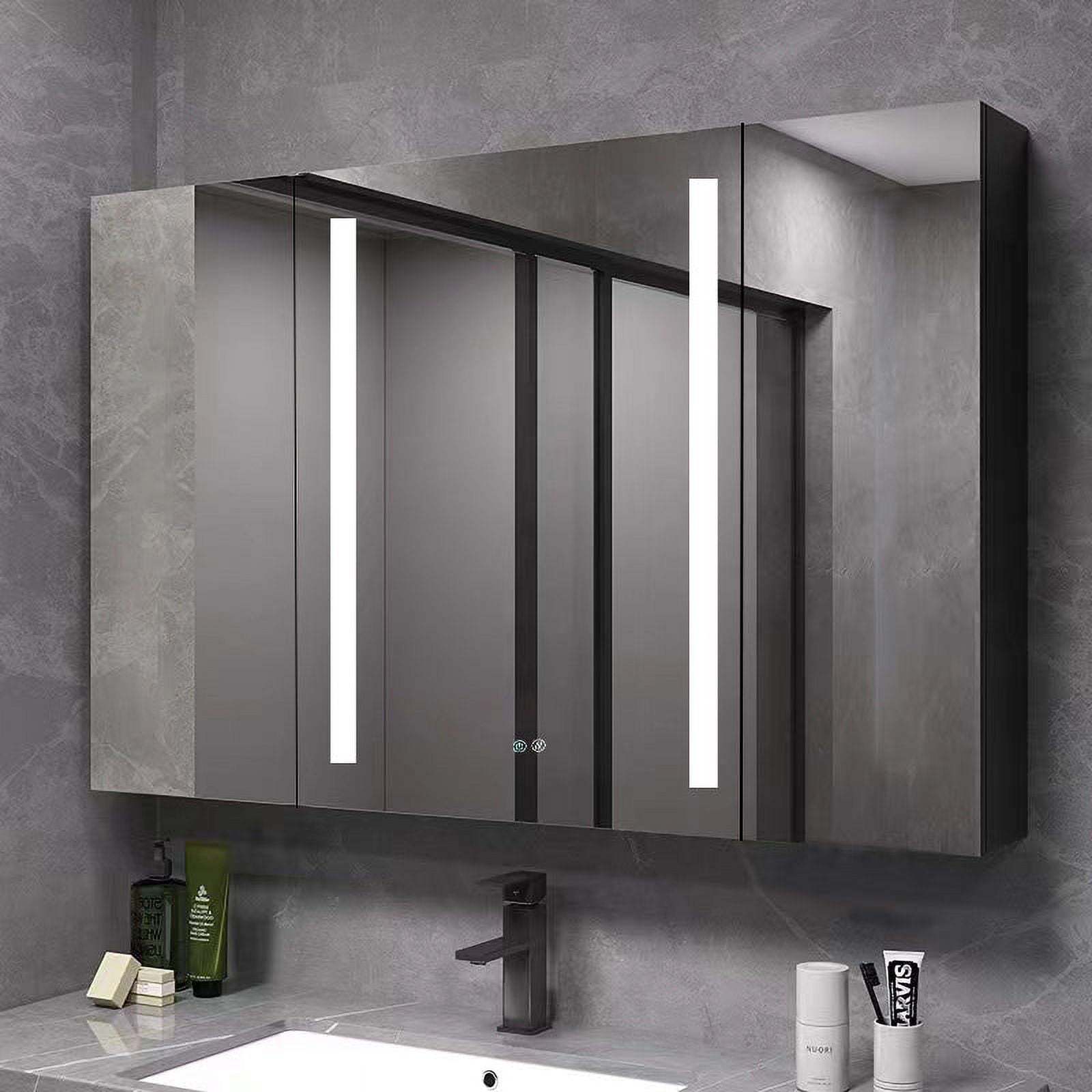 40x30 Inch LED Bathroom Medicine Cabinet Surface Mount Double Door ...