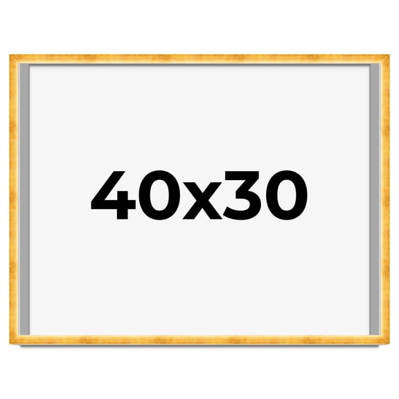 40x30 Shadow Box Frame Gold | 1.625 Inches Deep Real Wood Traditional Shadowbox Display Frame | UV