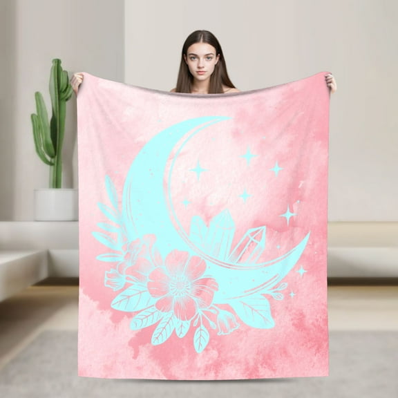 40x30 inches Soft Flannel Blanket for Couch Cozy Warm Plush Blanket Comforter Lightweight Fleece Throw Blanket Gift for Women Mom Spiritual Decor for Bedroom Living Room Dormitory, Pink