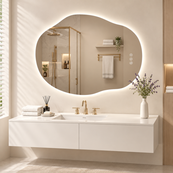 40x30lit Led Bathroom Mirror Irregular-shaped