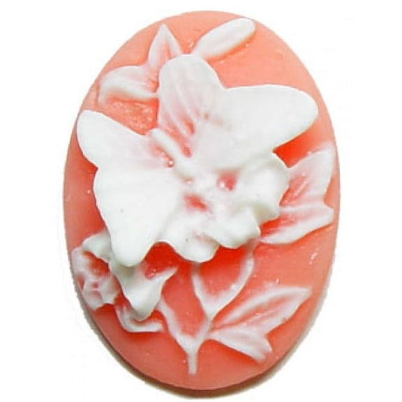 40x30mm Oval Fashion Cameo - Butterfly and Lillies