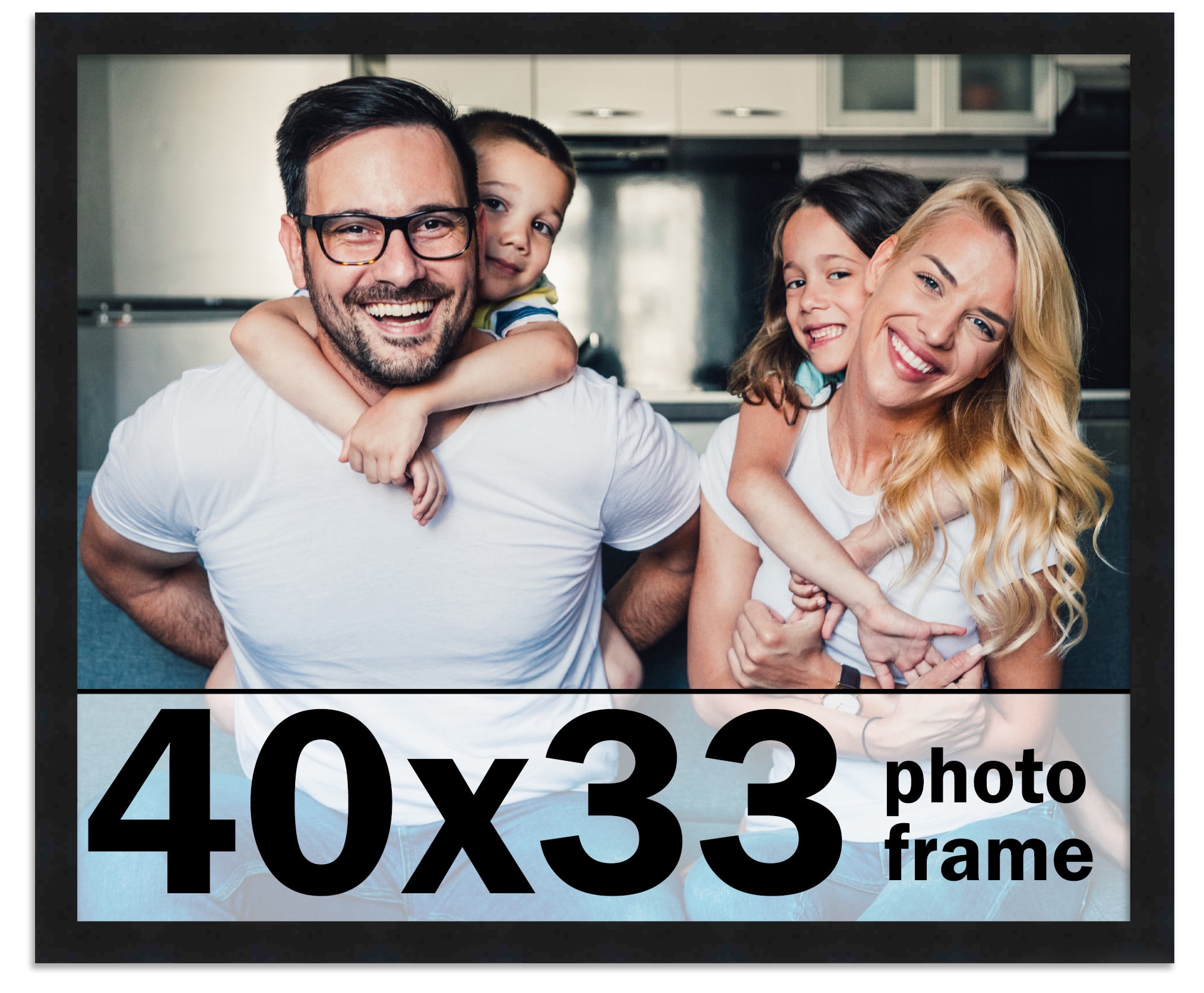 40x33 Frame Black Solid Wood Picture Frame | 0.75 Inch Moulding