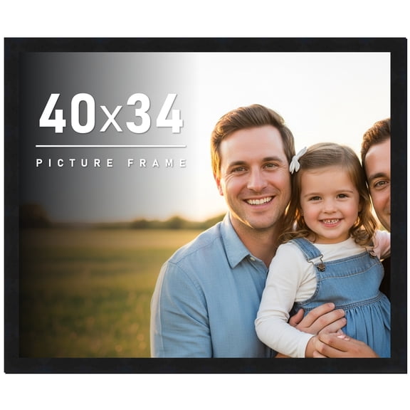 40x34 Frame Black Solid Wood Picture Frame | 0.75 Inch Moulding Width | Includes UV Acrylic