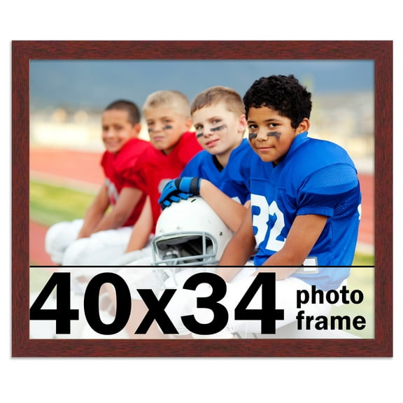40x34 Frame Brown Mahogany Picture Frame - Solid Wood Frame Kit Includes UV Acrylic Plexiglass,