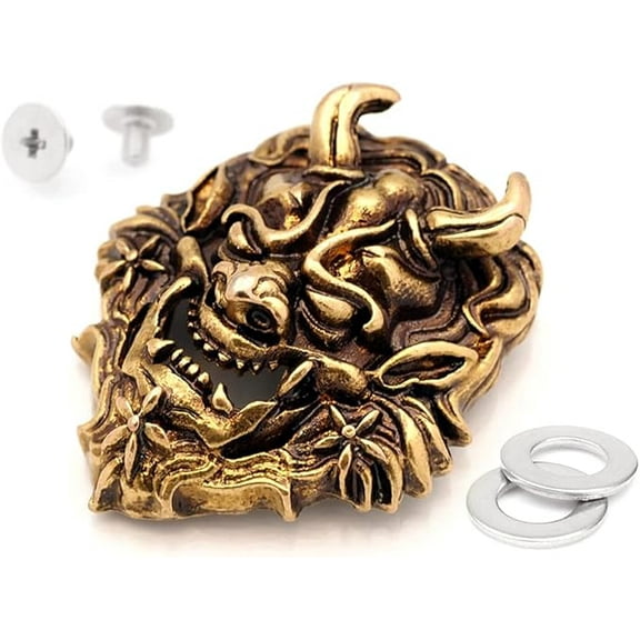 40x35 mm Oni Style Concho Screw Back Leathercraft Coin Conchos Pack of 2 (Bronze)