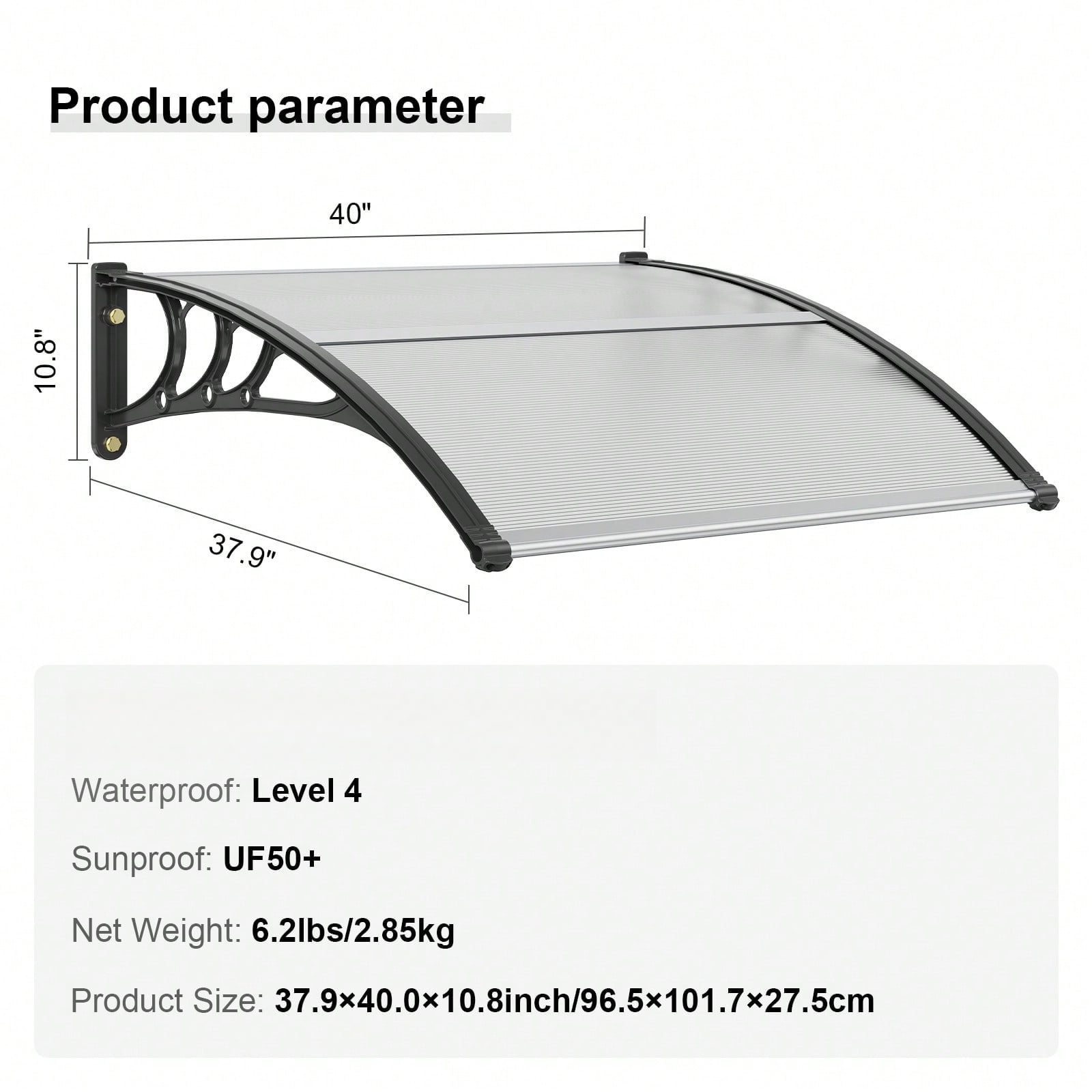 40x40 To 40x120 Inch, UPF 50+ Polycarbonate Entry Door Outdoor Window ...