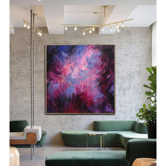 40x40" Abstract Expressionist Paintings On Canvas Vivid Colors Wall Art Textured Painting Modern Hand Painted Artwork