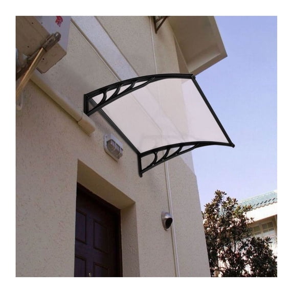 40x40 Inch Door Awning, Polycarbonate Window Canopy - UV Protection, Weather Resistant - Dark Brown, Transparent Options