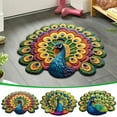 thumbnail image 1 of 40x40cm Crystalline Velvet Quick-Dry Non-Slip Bath Mat with Peacock Design, Unique Shape for Bathroom and Kitchen Decorative Use, 1 of 8