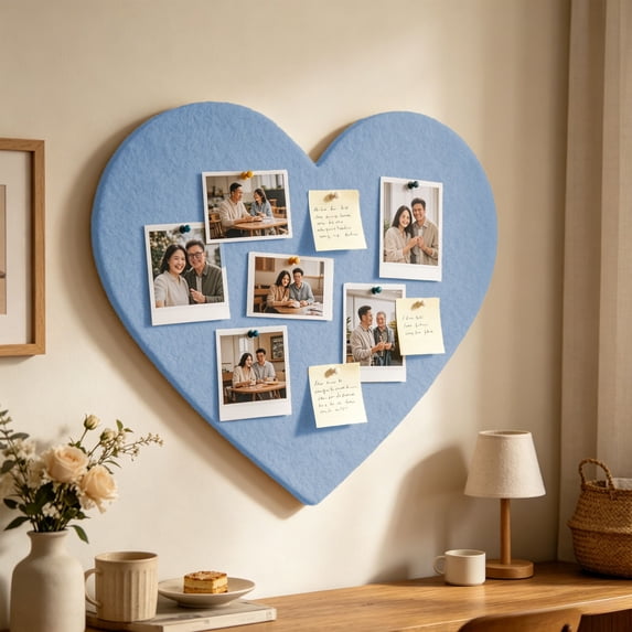 40x40cm Heart Shaped Felt Photo Board, Polyester Fiber Wall Note Display Panel, Pin Friendly Memory Organizer, Decorative Bedroom Living Room Picture Collage Wall Decor