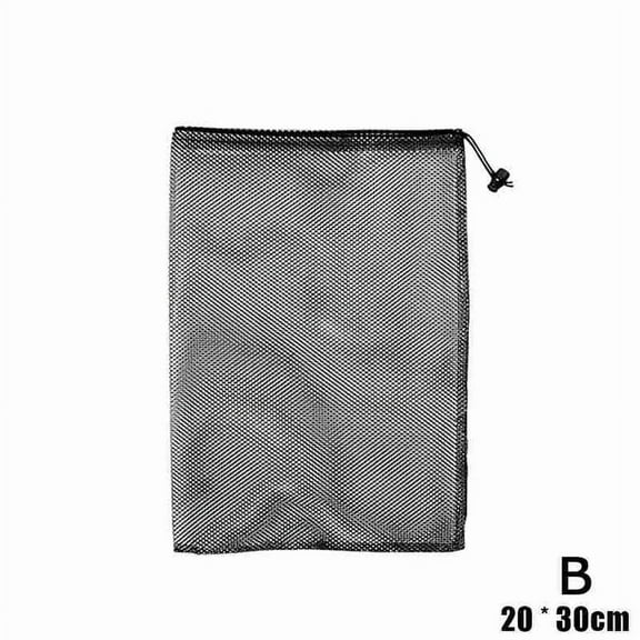 40x40cm Outdoor Nylon Mesh Bag with Drawstring Closure - Black