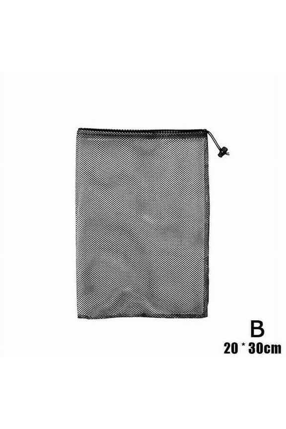 40x40cm Outdoor Nylon Mesh Bag with Drawstring Closure - Black