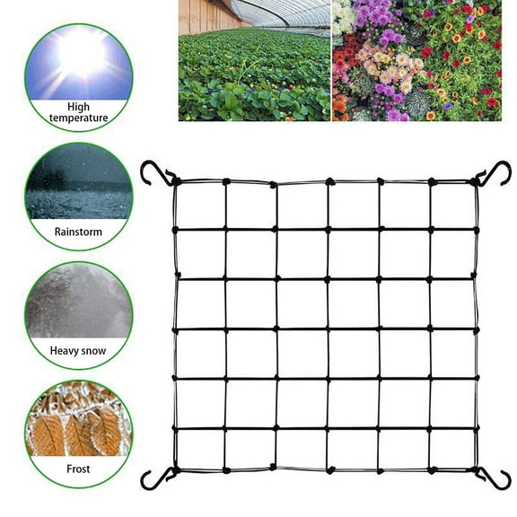 40x40cm Plant Trellis Netting - Heavy Duty Polyester Support Grid for Indoor Grow Tents, Vertical Fruit & Flower Net, Elastic Garden Climbing Mesh with 4 Hooks