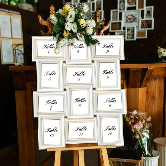 40x50 Inch Wedding Seating Chart Display 12 Pcs 4x6 Collage Picture Frames DIY Wedding Seating Chart Photo Display Welcome Sign for Wedding Reception Display Decor