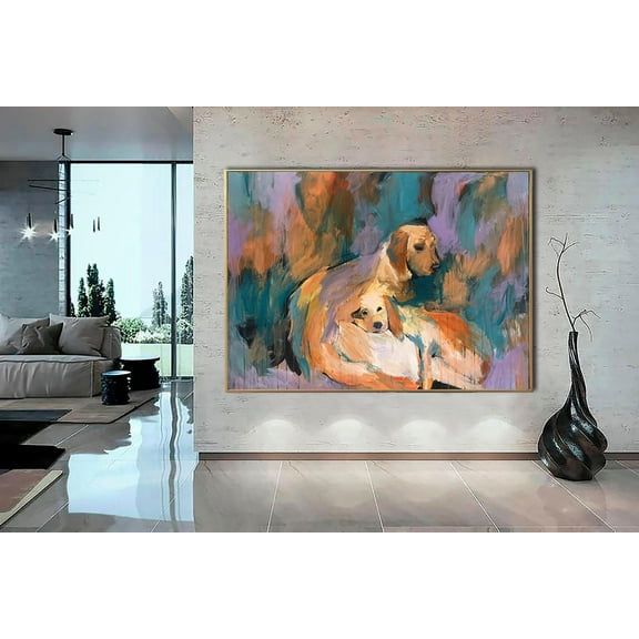40x54" Large Dog Painting Abstract Colorful Wall Art Labrador Artwork Pet Painting Textured Art Luxury Painting Contemporary Wall Art