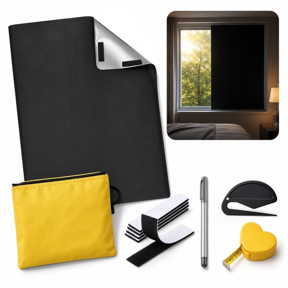 40x57 Blackout Curtains, Portable DIY Window Blinds, Blackout Window Shades with Hook & Loop Tapes, No Drill Window Shades for Travel, Bedroom, Dorm Room, Media Room and TV Room