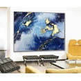 thumbnail image 1 of 40x60" Abstract Oil Painting Canvas Marble Wall Art Navy Blue Artwork Contemporary Art Gold Leaf Art Luxury Painting, 1 of 4