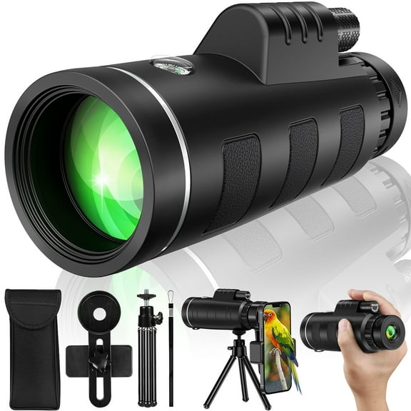 40x60 HD Monocular Telescope for Smartphone with Holder & Tripod,Waterproof Monocular for Day and Night, Perfect for Bird Watching, Wildlife Hunting, Hiking, Travelling