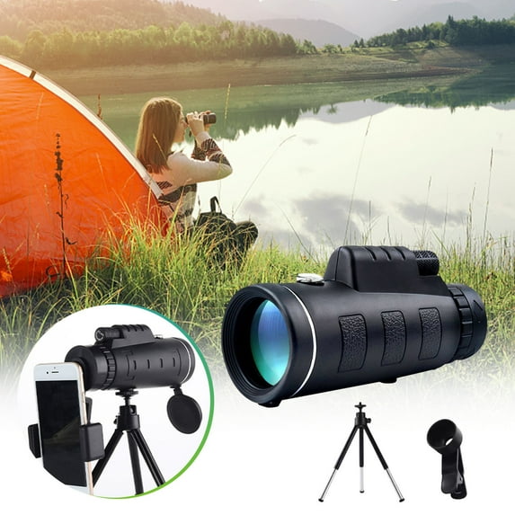 40x60 Monocular Telescope, BAK4 Prism & Fully Multi-Coated Lens, 10x Magnification, Low Light Night Vision, Fogproof, Compact for Bird Watching Hunting Travel, with Phone Mount