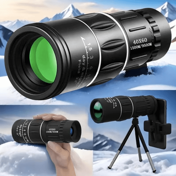 40x60 Monocular Telescope Dual Focus Zoom Binoculars 1500M/9500M Low-Light Night Vision With Strap Optical Lens/Rubber Outdoor
